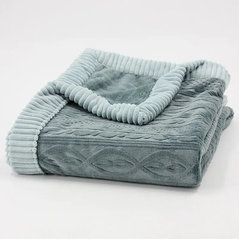 China Wholesales Thickned Carved Milk Fleece Flannel Throw Blanket for Bed